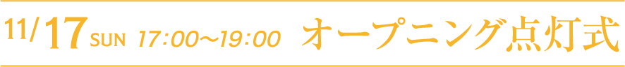 11／17SUN 17：00～19：00 オープニング点灯式